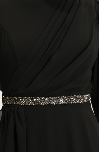 Black Hijab Evening Dress 5737-03