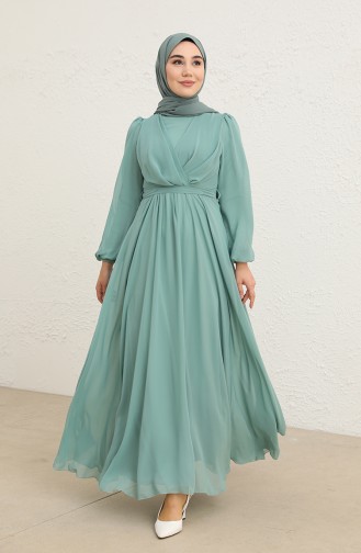 Unreife Mandelgrün Hijab-Abendkleider 5796-01