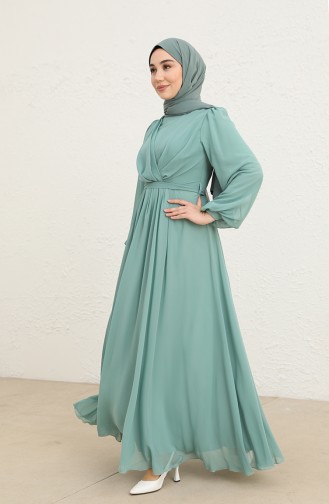 Green Almond Hijab Evening Dress 5796-01