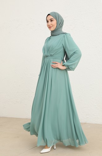 Unreife Mandelgrün Hijab-Abendkleider 5796-01