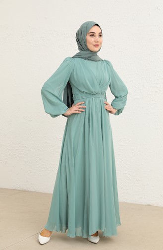 Green Almond Hijab Evening Dress 5796-01