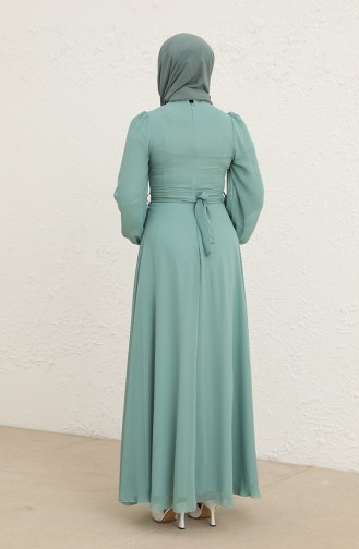 Green Almond Hijab Evening Dress 5796-01