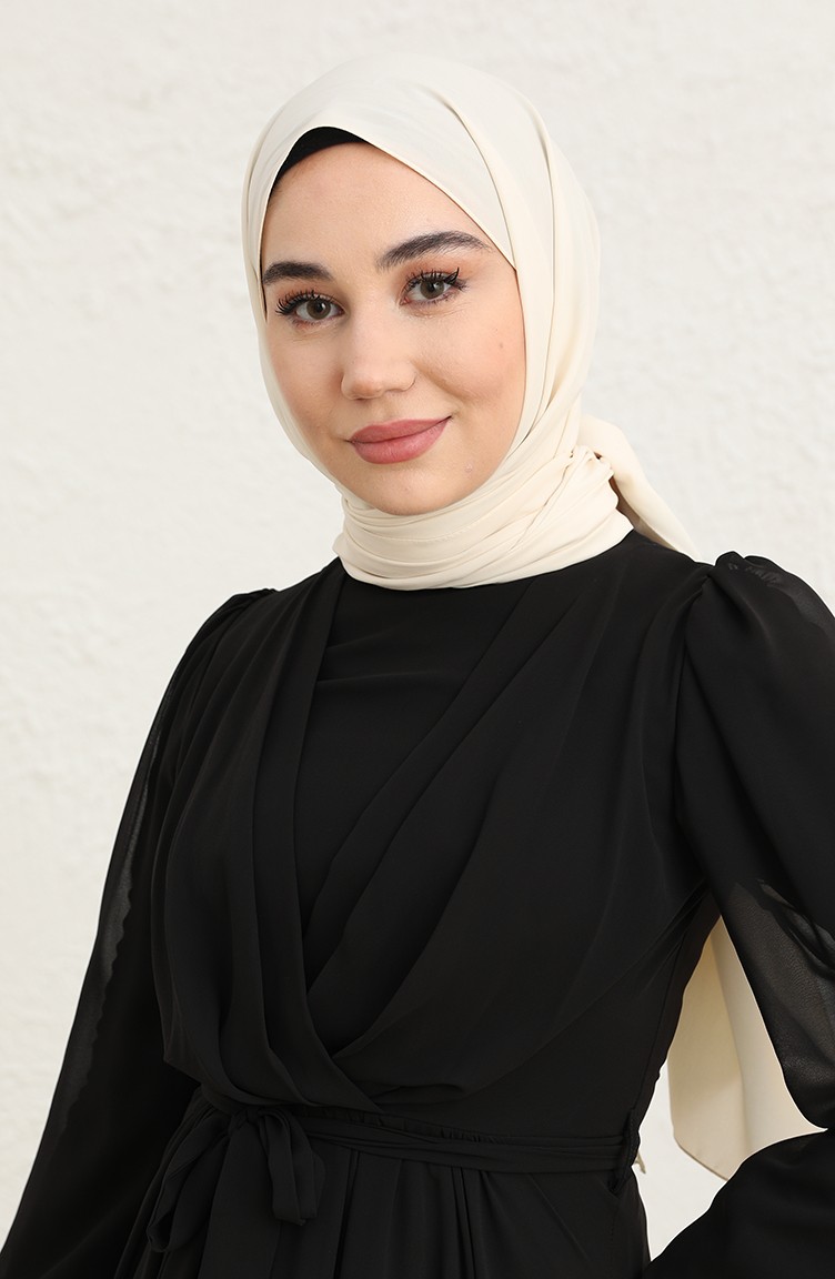 Black Hijab Evening Dress 5796-04 | Sefamerve