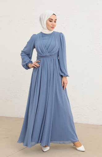 Indigo Hijab Evening Dress 5796-05