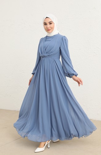 Indigo Hijab Evening Dress 5796-05