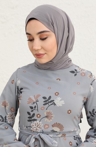 Grau Hijab Kleider 10352-08
