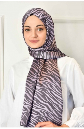 Black Shine Jakar Zebra Desen Şal 00003-12 Lila