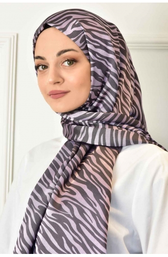 Black Shine Jakar Zebra Desen Şal 00003-12 Lila