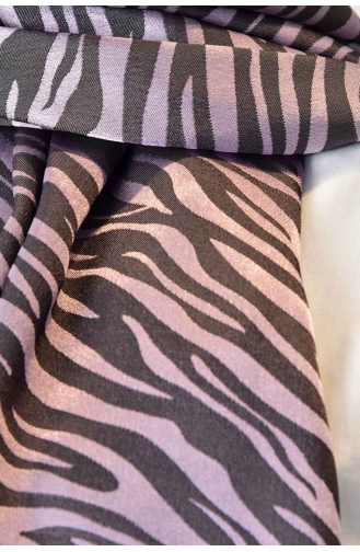 Black Shine Jakar Zebra Desen Şal 00003-12 Lila