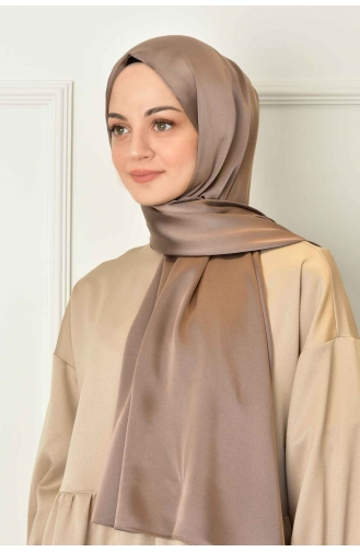 Black Shine Parlak Düz Şal 00004-22 Sütlü kahve