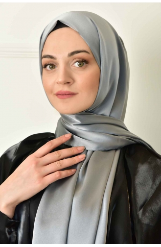 Black Shine Parlak Düz Şal 00004-05 Gri