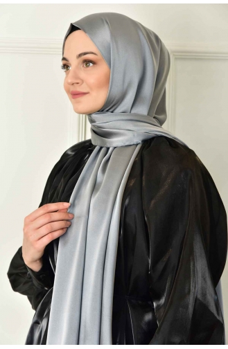 Black Shine Parlak Düz Şal 00004-05 Gri