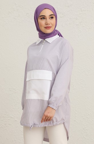 Çizgili Tunik 3604-01 Lila