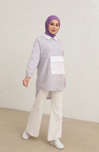 Çizgili Tunik 3604-01 Lila