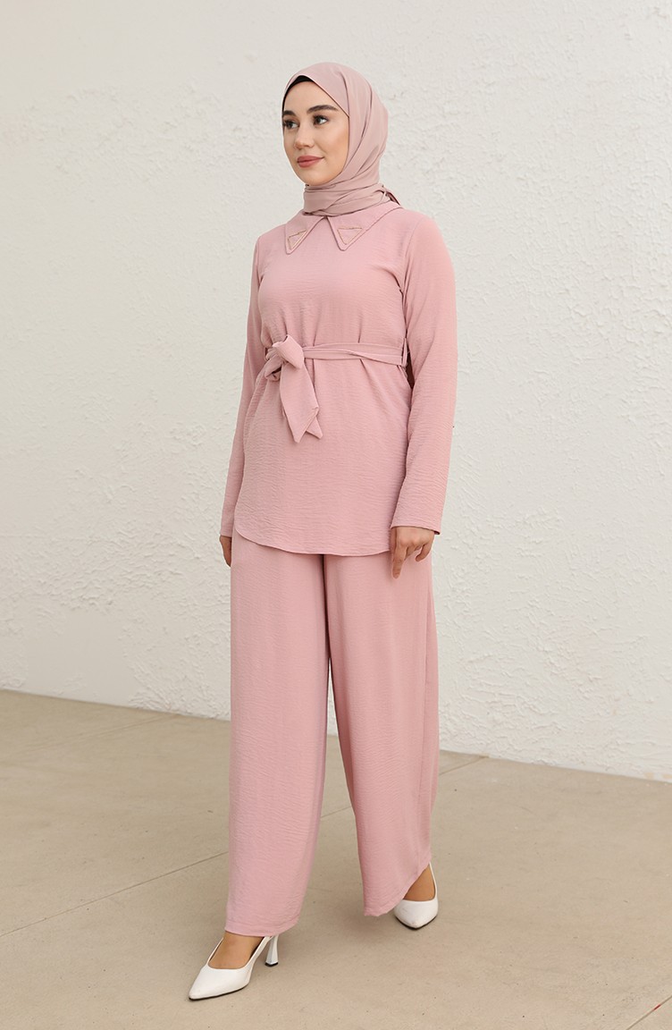 Tofisa Aerobin Kumaş Tunik Pantolon İkili Takım 10519-01 Gül Kurusu