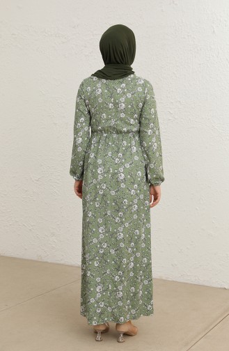 Tofisa Çiçek Desenli Elbise 10335-01 Haki