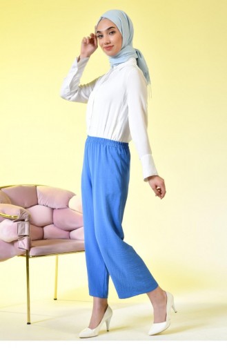 Große Damen-Hose Aus Ayrobin-Stoff Mit Elastischem Bund Und Taschen 4898 Indigo 4898.İndigo