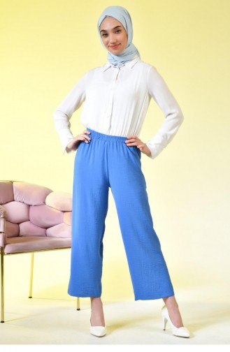 Große Damen-Hose Aus Ayrobin-Stoff Mit Elastischem Bund Und Taschen 4898 Indigo 4898.İndigo