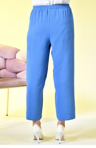 Große Damen-Hose Aus Ayrobin-Stoff Mit Elastischem Bund Und Taschen 4898 Indigo 4898.İndigo