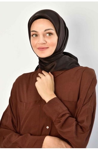 Black Shine Parlak Düz Eşarp 00007-13 Acı Kahve