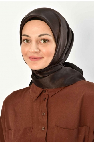 Black Shine Parlak Düz Eşarp 00007-13 Acı Kahve
