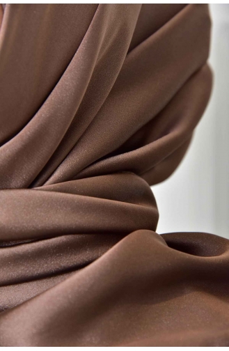 Black Shine Parlak Düz Eşarp 00007-07 Kahverengi