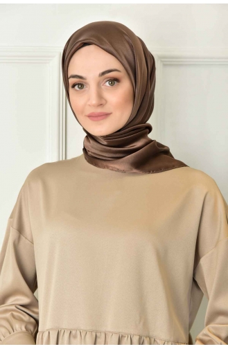 Black Shine Parlak Düz Eşarp 00007-07 Kahverengi