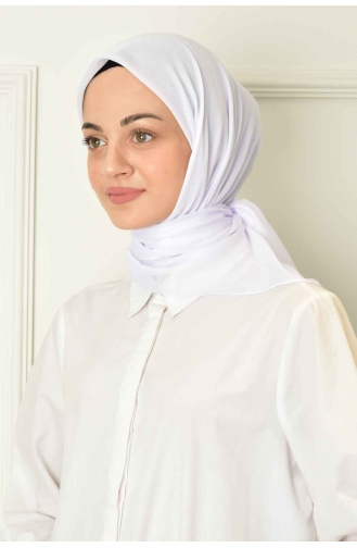 Pamuksu Düz Eşarp Tülbent 00007-07 Beyaz