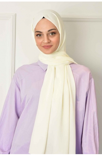Yerli Şifon Düz Şal 00006-22 Krem