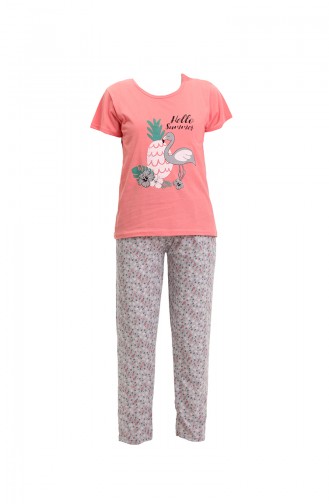 Akbeniz Kadın Pamuk Pijama Takım 20500N Nar Çiçeği