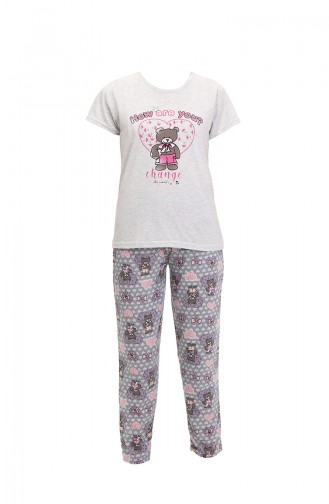 Akbeniz Kadın Pamuk Pijama Takım 20502G Gri