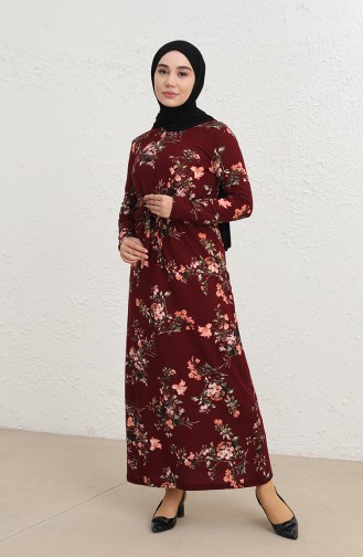 Claret Red Hijab Dress 0100-01