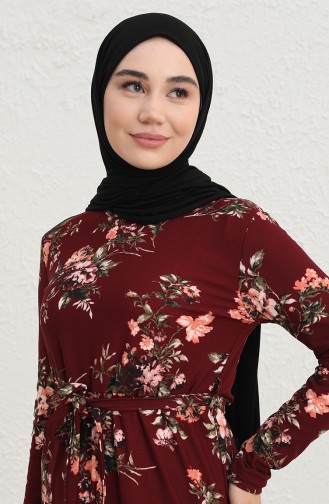 Claret Red Hijab Dress 0100-01