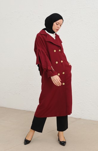 Claret red Trench Coats Models 3789-01