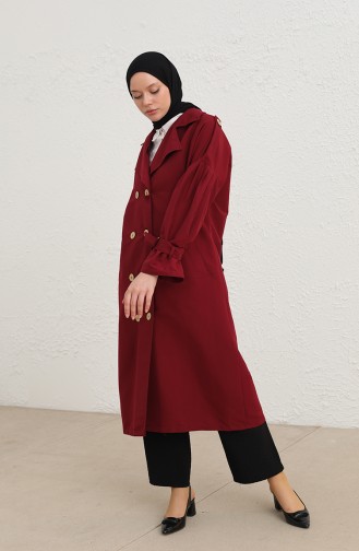 Claret red Trench Coats Models 3789-01