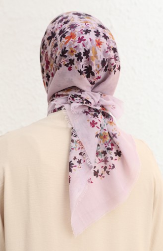 Desenli Çekme Cotton Eşarp 13194-08 Lila