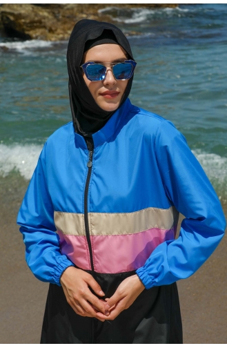 Blau Hijab Badeanzug 7572-01