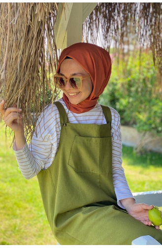 Ceylan Otantik Keten Salopet Tulum 00087-01 Fıstık Yeşili