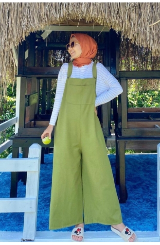 Ceylan Otantik Keten Salopet Tulum 00087-01 Fıstık Yeşili