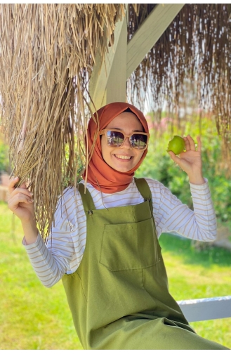 Ceylan Otantik Keten Salopet Tulum 00087-01 Fıstık Yeşili