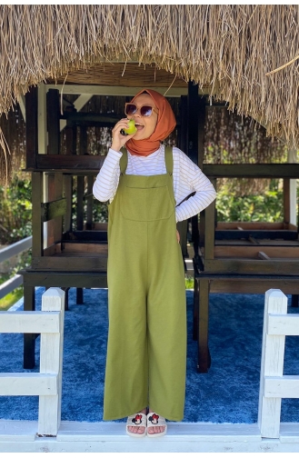 Ceylan Otantik Keten Salopet Tulum 00087-01 Fıstık Yeşili