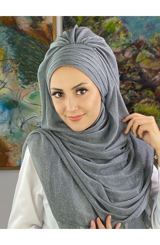 Gray Ready to Wear Turban 19AGS22ŞP22-01