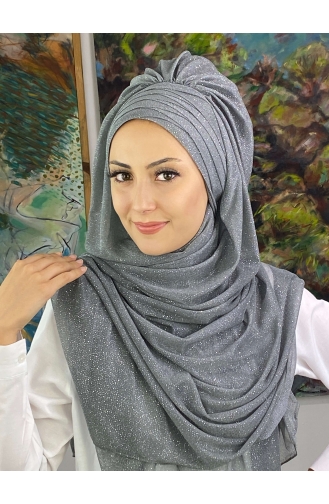 Gray Ready to Wear Turban 19AGS22ŞP22-01