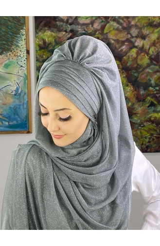 Gray Ready to Wear Turban 19AGS22ŞP22-01