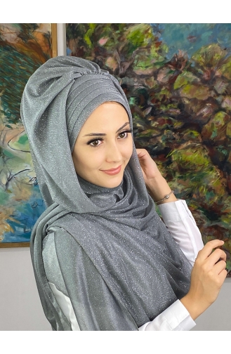 Gray Ready to Wear Turban 19AGS22ŞP22-01