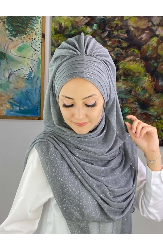 Gray Ready to Wear Turban 19AGS22ŞP22-01