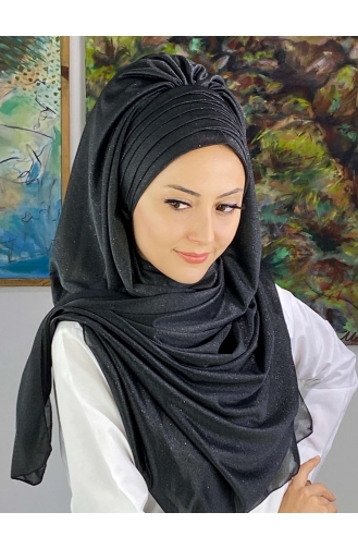 Black Ready to Wear Turban 19AGS22ŞP22-02