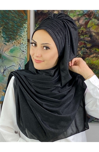 Schwarz Praktischer Turban 19AGS22ŞP22-02