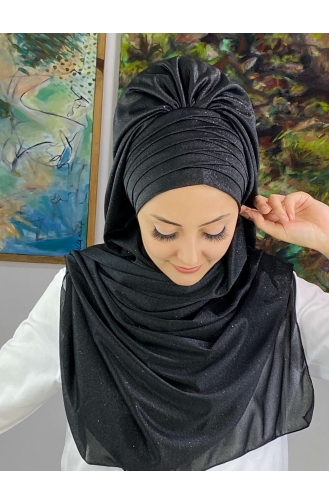 Schwarz Praktischer Turban 19AGS22ŞP22-02