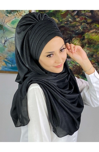 Schwarz Praktischer Turban 19AGS22ŞP22-02